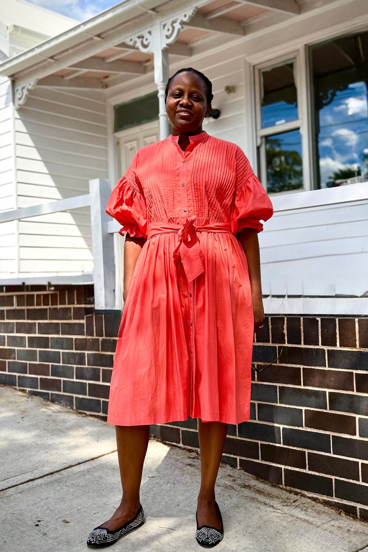 Coral Poplin premium cotton dress by Nisha Merchant Label