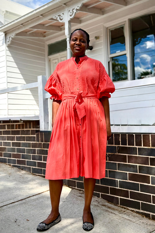 Coral Poplin premium cotton dress by Nisha Merchant Label