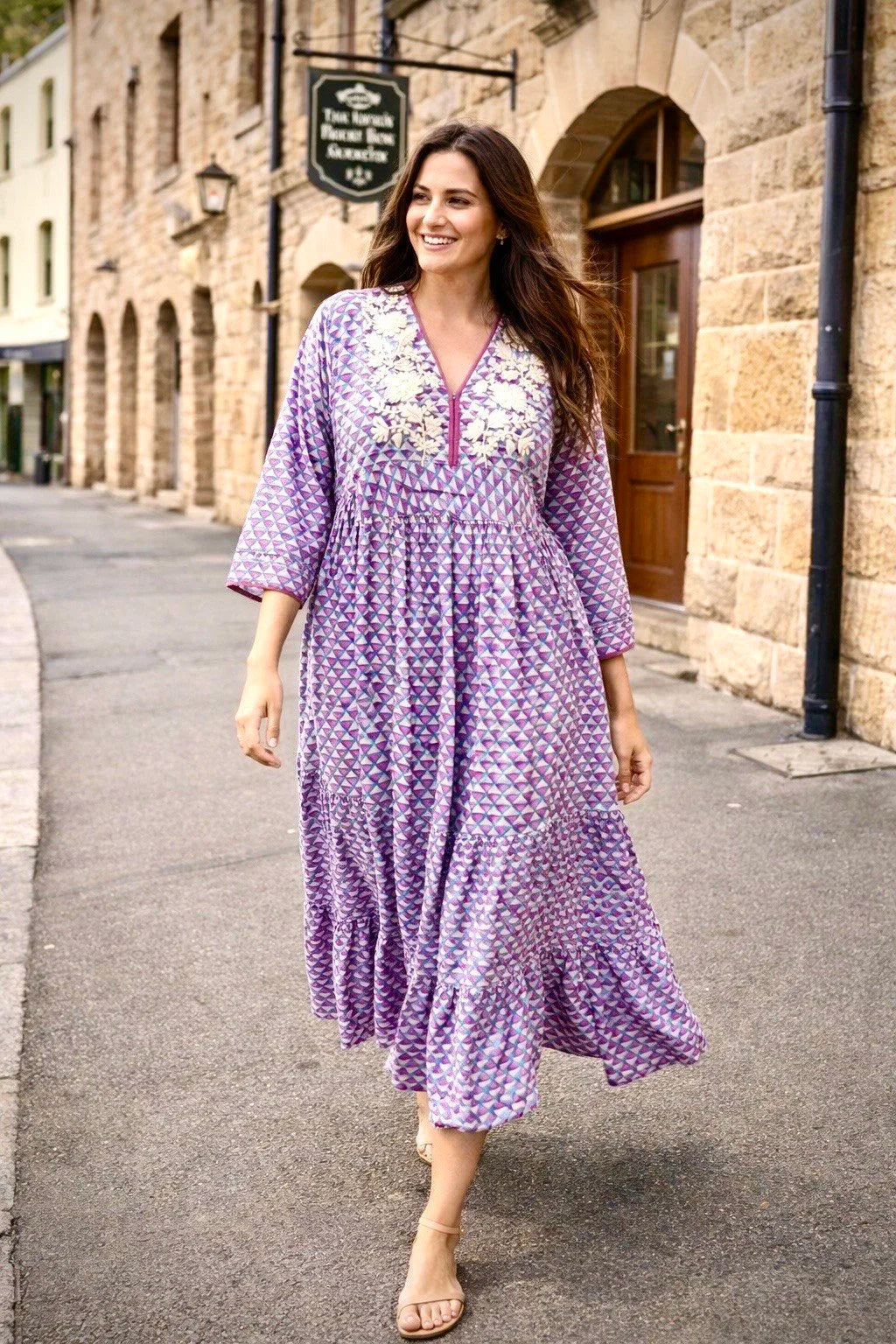 Zoey hand block print 100% cotton dress by Nisha Merchant Label