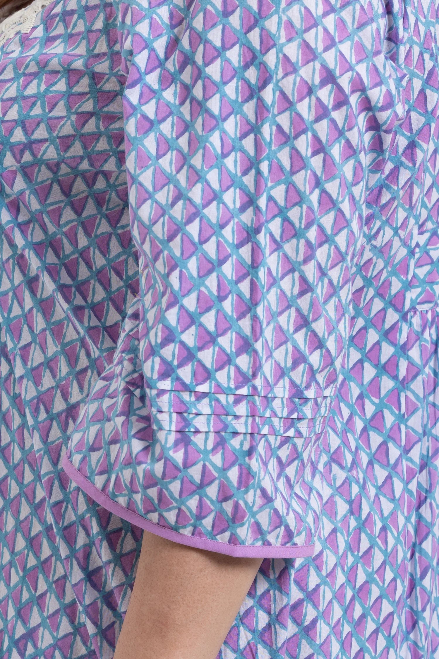 Zoey hand block print cotton fabric detail
